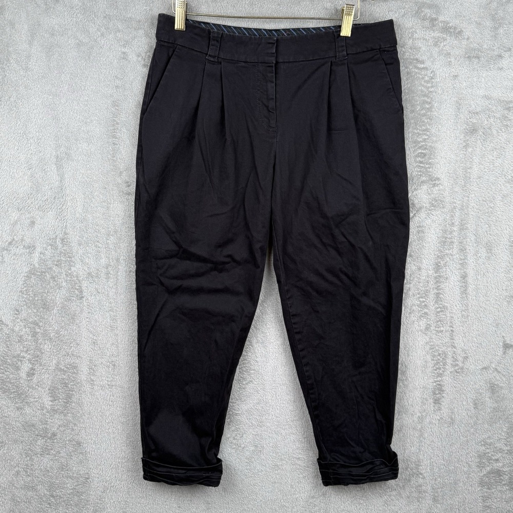 Cartonnier by Anthropologie Pants Women 4 Black Pleated Relaxed Fit Cuffed Ankle